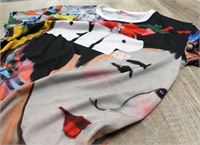 T-SHIRT POLIESTERE MANO COTONE CON STAMPA ALL-OVER